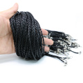 Плетеный кожаный шнур ожерелье 19 дюймов с карабинчиком ,регулируемый черный ожерелье 3,0 мм,100шт/уп, ZYN0003